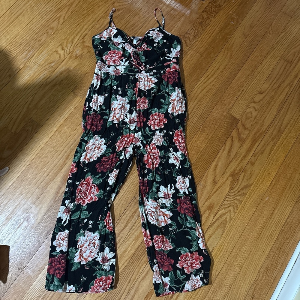 Xhilaration Black Floral Jumpsuit